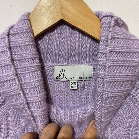 NWOT dh NEW YORK Ronan Cropped Cable Turtleneck Sweater - Picture 3 of 4